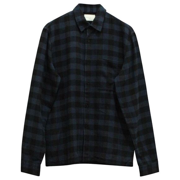 Sandro Paris Men’s Printed Cotton Blue Black Check Overshirt Flannel Size Small - Picture 1 of 9